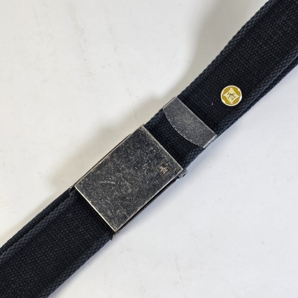 Original Penguin Munsingwear Mens Blue Canvas Web Belt 44" Metal Buckle